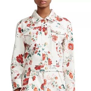 Maje Viflor Floral Print Denim Jacket